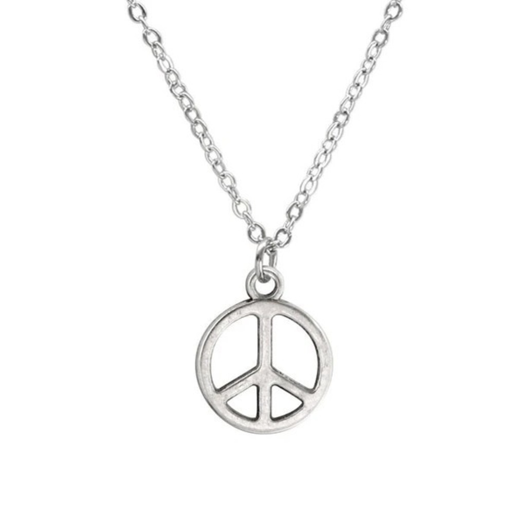 Peace Necklace, Silver Peace Charm Pendant 17237‎